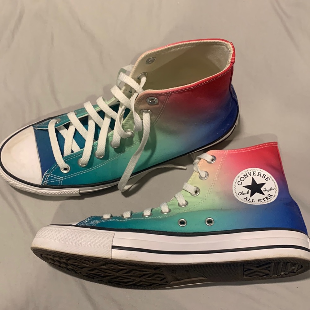 Rainbow color high top converse